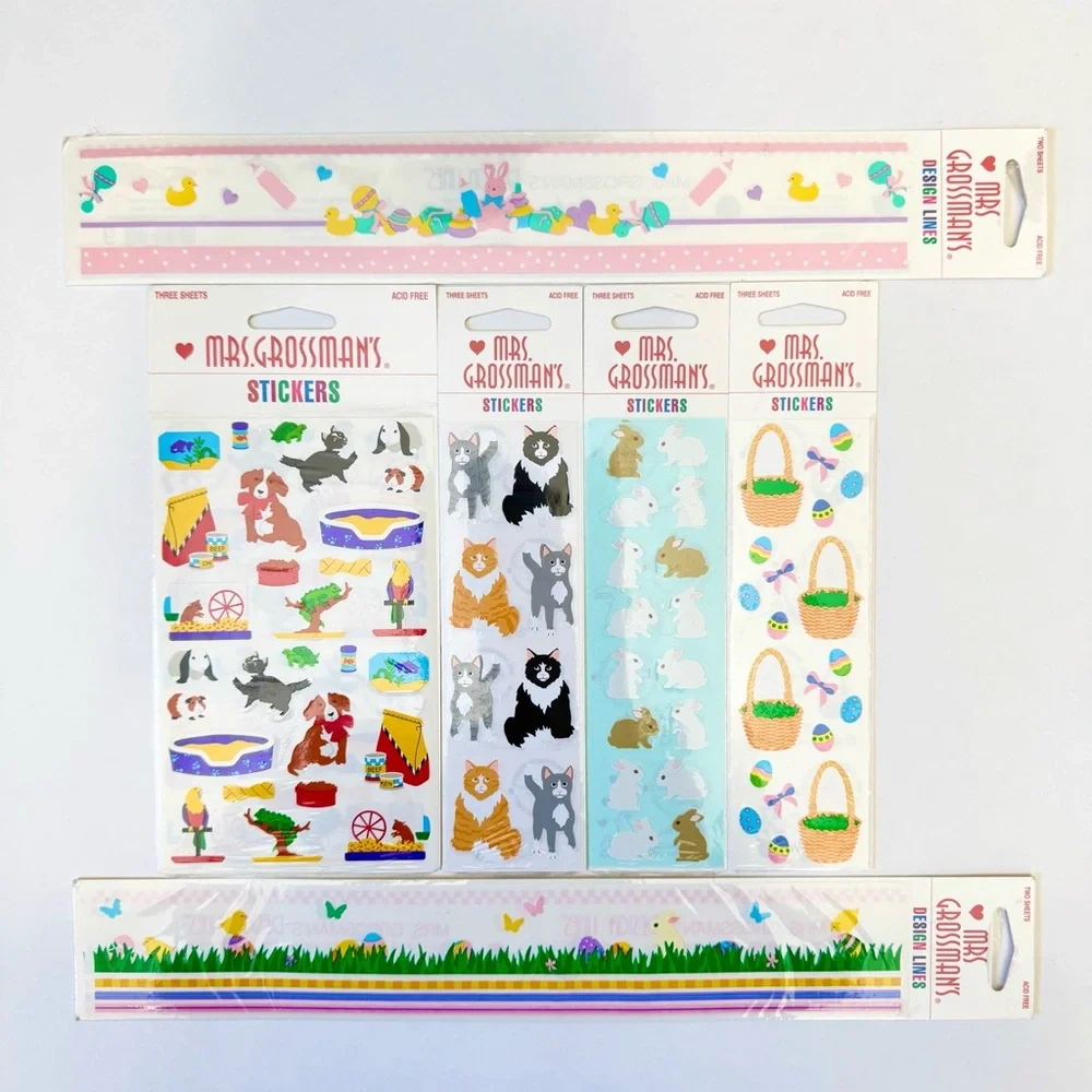 Vintage Mrs Grossmans 90s Sticker Lot SEALED Animals Pets Dogs Cats Bunnies
